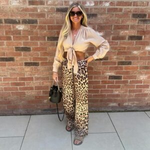 Sophie Wide Leg Leopard Trousers